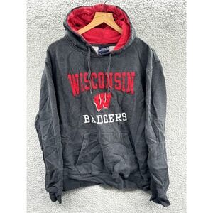 University of Wisconsin Badgers Sweatshirt Men's Large Hoodie Gray
